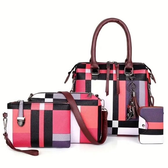 NEW Four Piece Colorblock Luxury Handbag Set - Picture 7 of 8